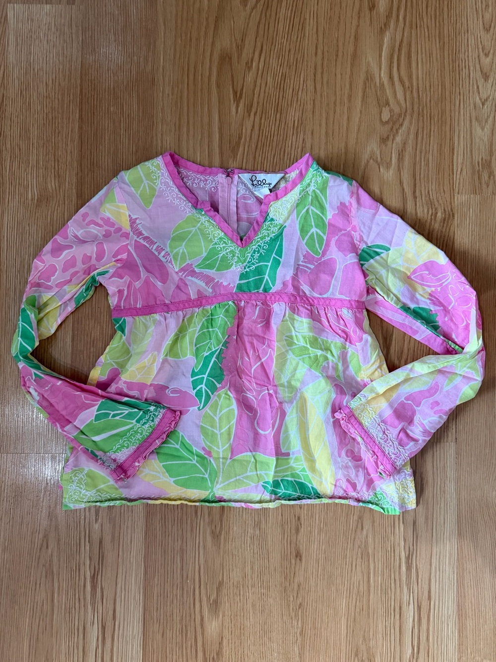 Lilly Pulitzer Leaf Print Long Sleeve Top Girls 10